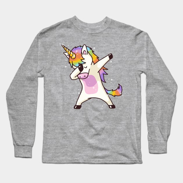 Dabbing Unicorn Shirt Dab Hip Hop Funny Magic Long Sleeve T-Shirt by vo_maria